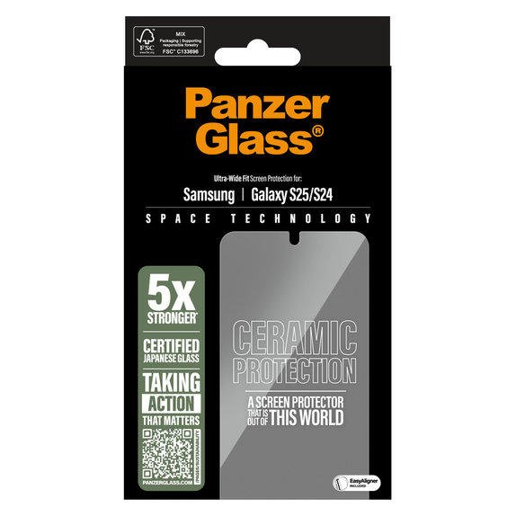 Tempered Glass UWF Ceramic with Applicator for Samsung Galaxy S25, Clear, PanzerGlass