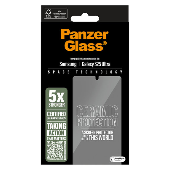 Tempered Glass UWF Ceramic with Applicator for Samsung Galaxy S25 Ultra, Clear, PanzerGlass