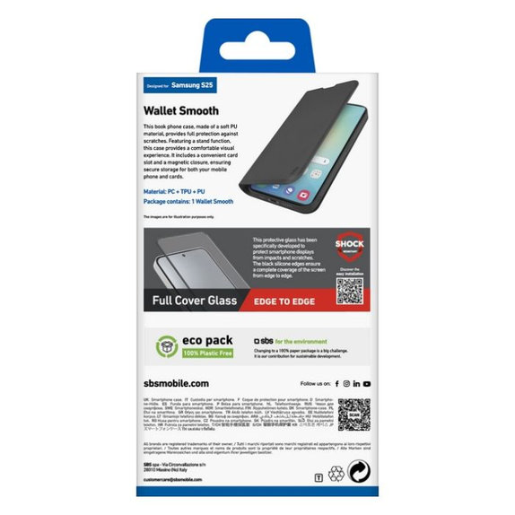SBS - Case Book Wallet Smooth for Samsung Galaxy S25, black
