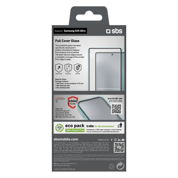 SBS - Tempered Glass Full Cover for Samsung Galaxy S25 Ultra, black