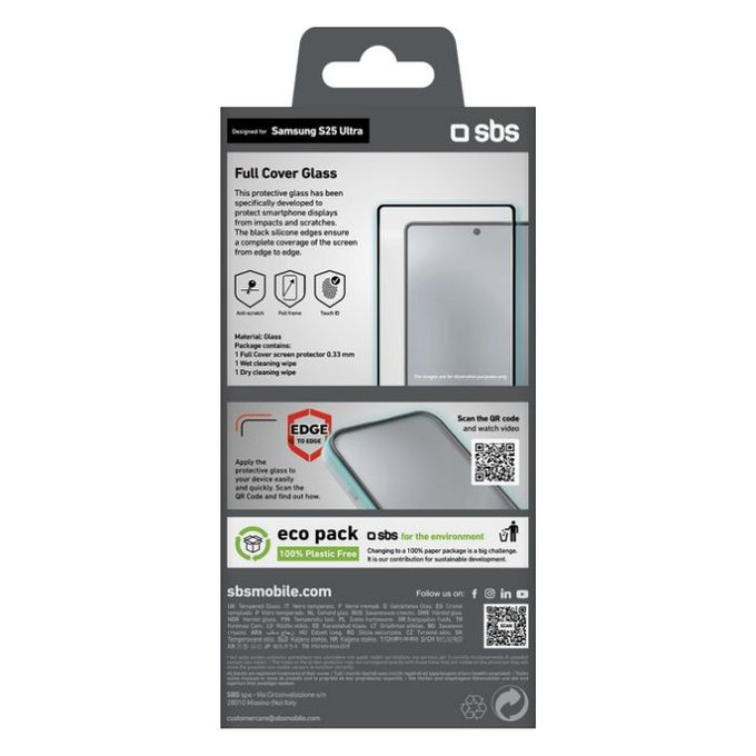 SBS - Tempered Glass Full Cover for Samsung Galaxy S25 Ultra, black
