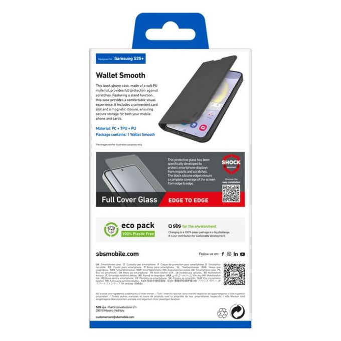 SBS - Case Book Wallet Smooth for Samsung Galaxy S25+, black
