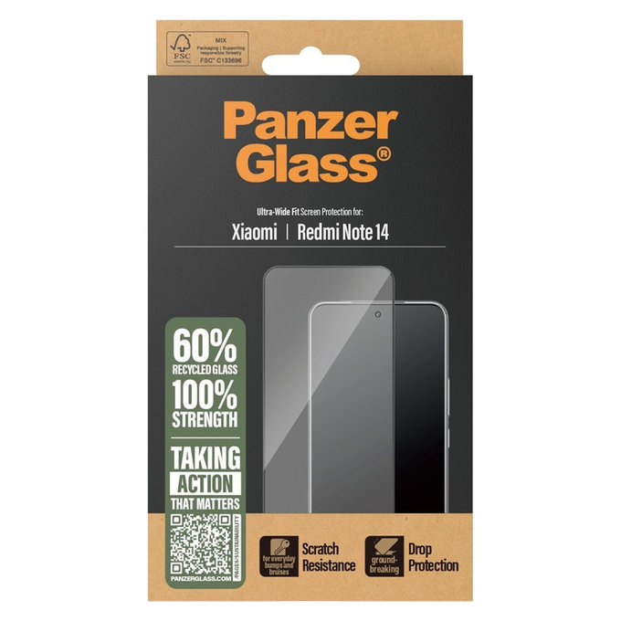Tempered Glass UWF for Xiaomi Redmi Note 14, Black, PanzerGlass