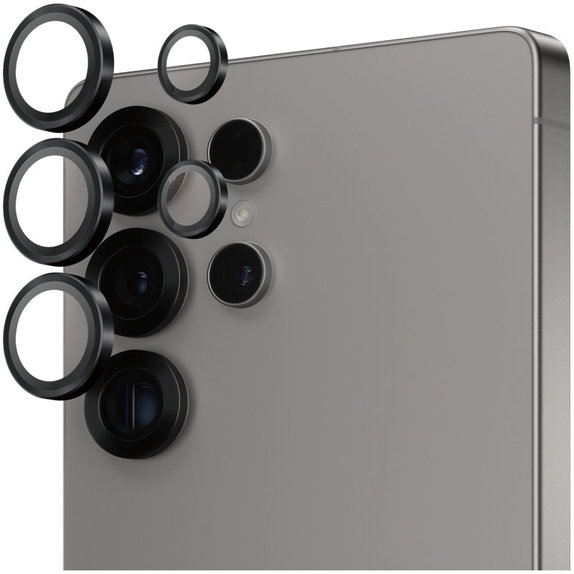 Camera Lens Protector Hoops for Samsung S25 Ultra, Black, PanzerGlass