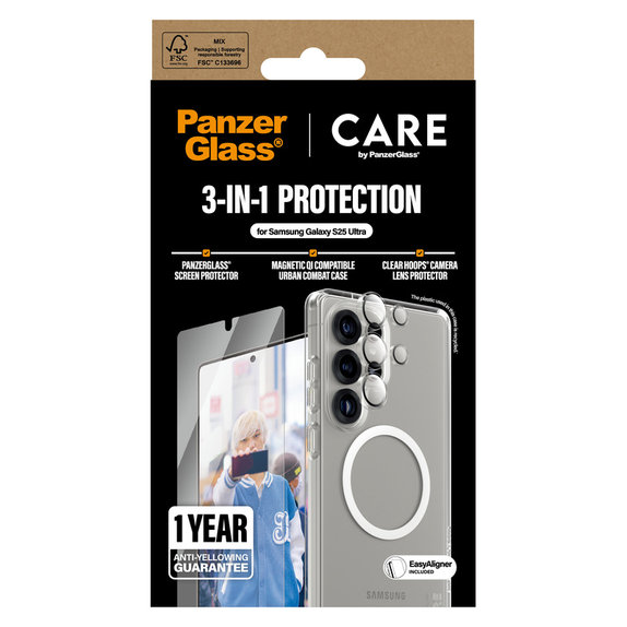 Bundle 3-in-1 for Samsung Galaxy S25 Ultra, PanzerGlass