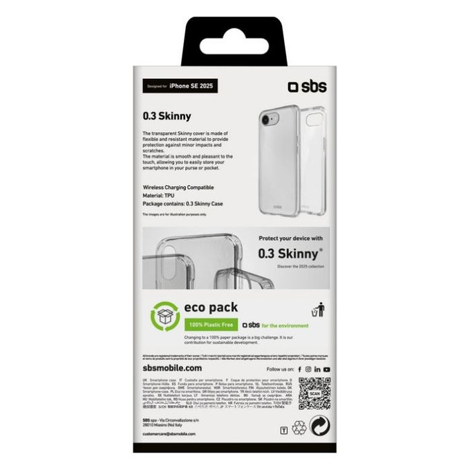 SBS - Case Skinny for iPhone 16e, transparent