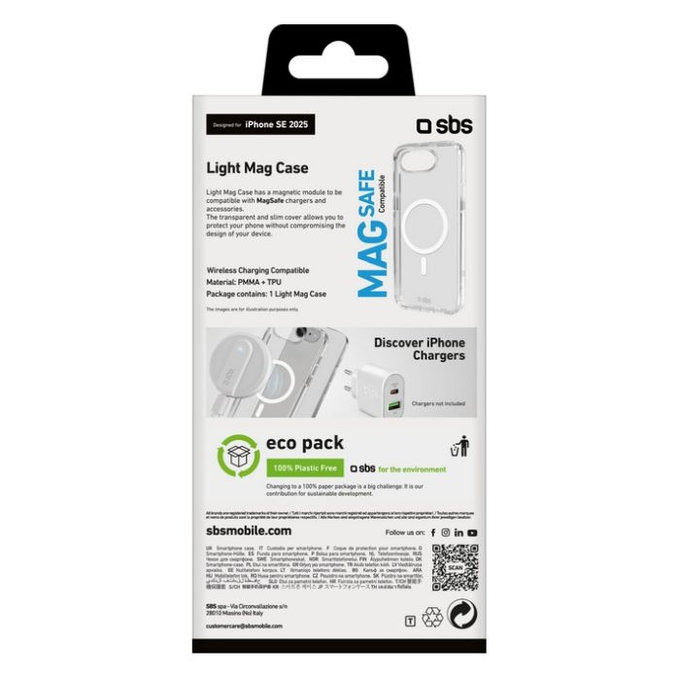 SBS - Case Light Mag for iPhone 16e, transparent