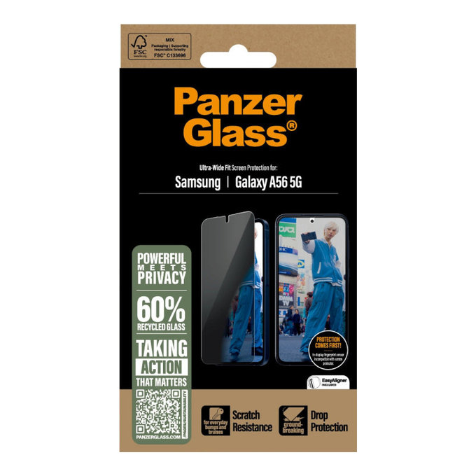 UWF Privacy Tempered Glass for Samsung A56 5G, Transparent, PanzerGlass