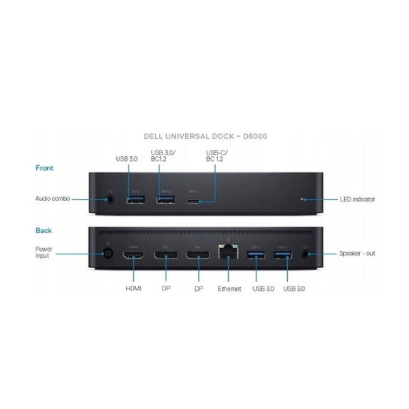 Dell D6000 - Docking Station (USB-C) + 130W Adapter Refurbished