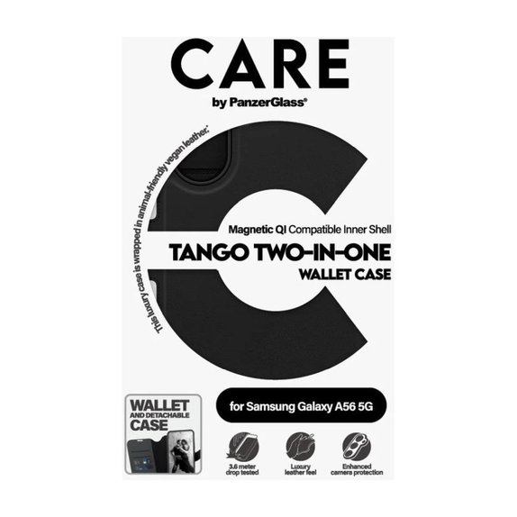 Case Wallet Tango Two-In-One for Samsung A56 5G, Black, PanzerGlass
