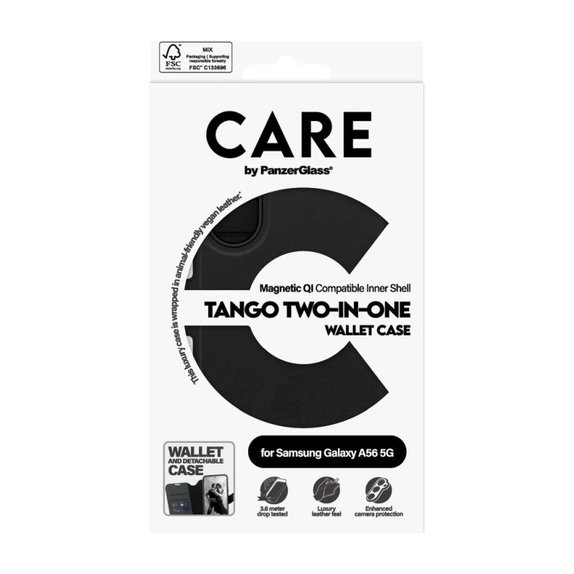 Case Wallet Tango Two-In-One for Samsung A56 5G, Black, PanzerGlass