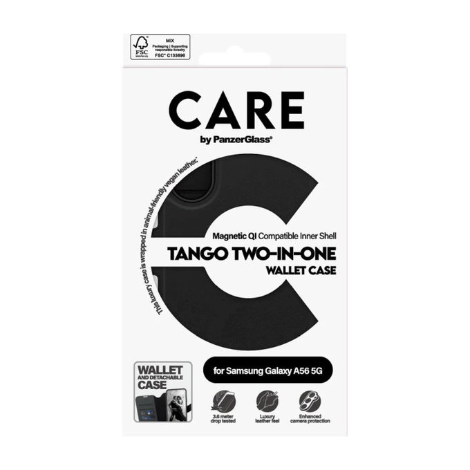 Case Wallet Tango Two-In-One for Samsung A56 5G, Black, PanzerGlass