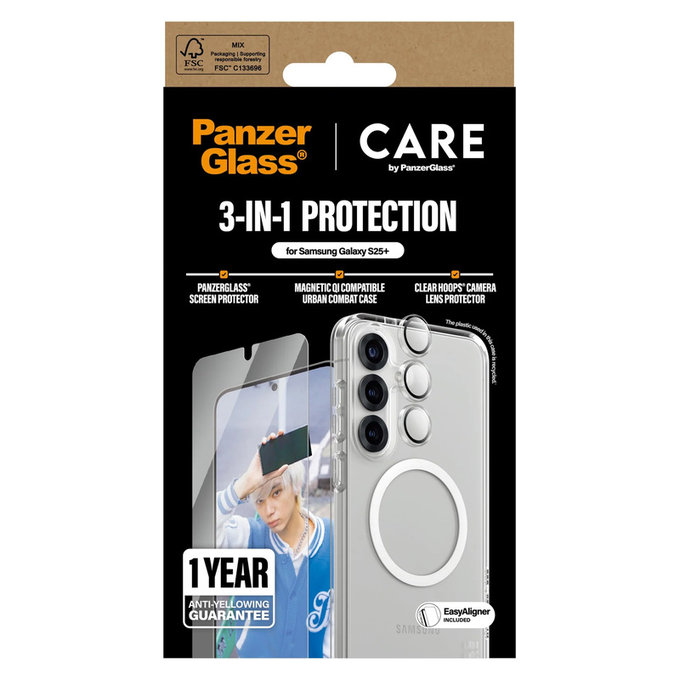 Bundle 3-in-1 for Samsung Galaxy S25+, PanzerGlass
