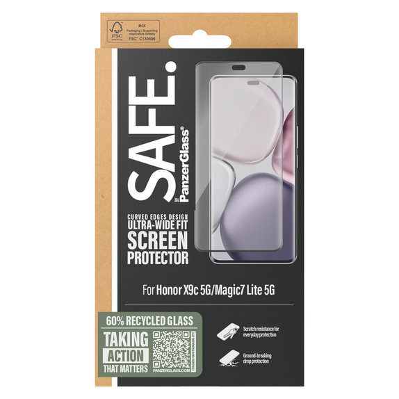 Tempered Glass UWF for Honor X9c 5G/Magic7 Lite 5G, Black, SAFE by PanzerGlass