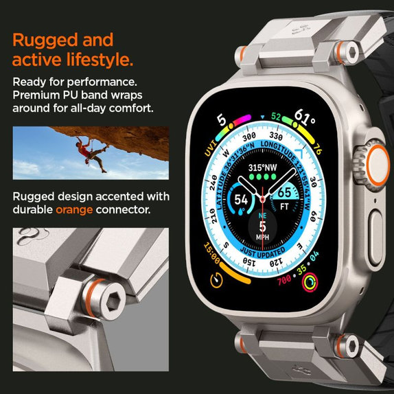 Spigen - Strap Durapro Armor PU for Apple Watch (42, 44, 45, 49mm), black
