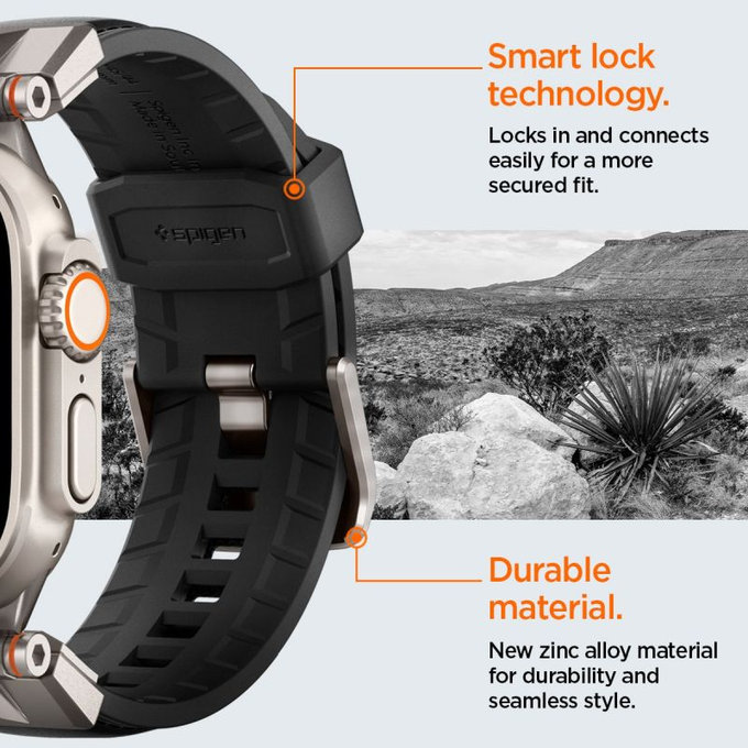 Spigen - Strap Durapro Armor PU for Apple Watch (42, 44, 45, 49mm), black