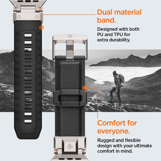 Spigen - Strap Durapro Armor PU for Apple Watch (42, 44, 45, 49mm), black