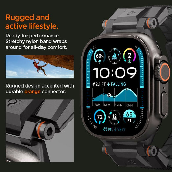 Spigen - Strap Durapro Armor for Apple Watch (42, 44, 45, 49mm), Black Edition