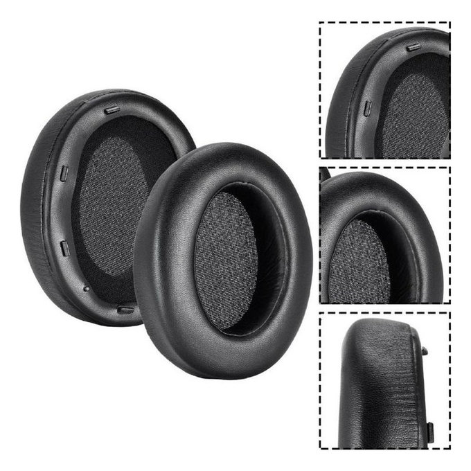 Replacement Ear Pads for Sony WH-XB910N, Memory foam + PU Leather, Black, 1 pair