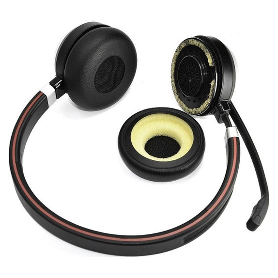 Replacement Ear Pads for Jabra Evolve 20, 30, 40, PU leather, Black, 1 pair