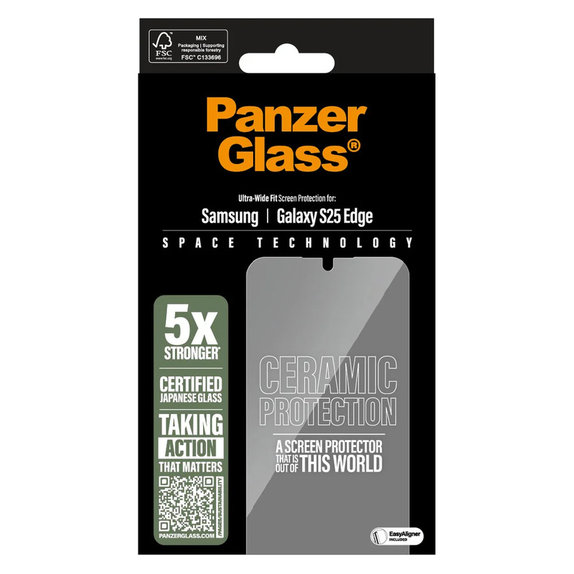 Tempered Glass UWF Ceramic with Applicator for Samsung Galaxy S25 Edge, Clear, PanzerGlass