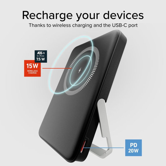 SBS - PowerBank 5000mAh, 20W, Power Delivery, Mag Stand, black