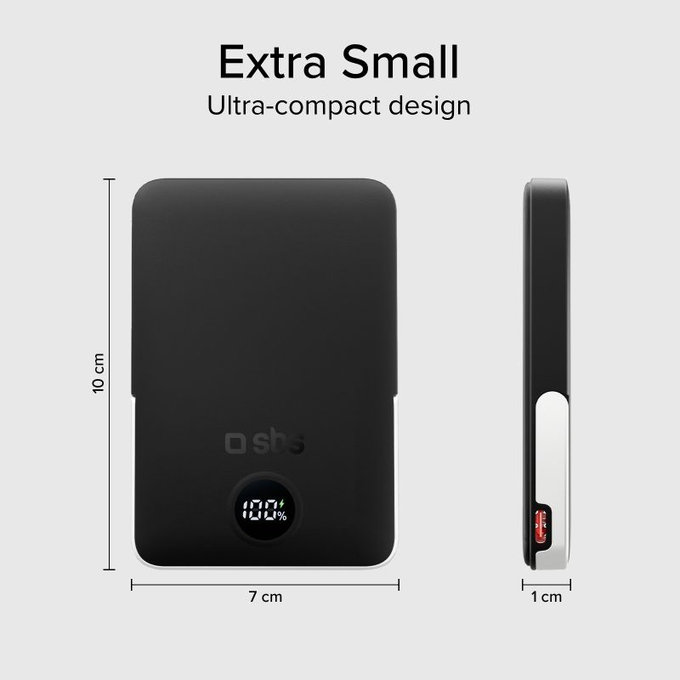 SBS - PowerBank 5000mAh, 20W, Power Delivery, Mag Stand, black