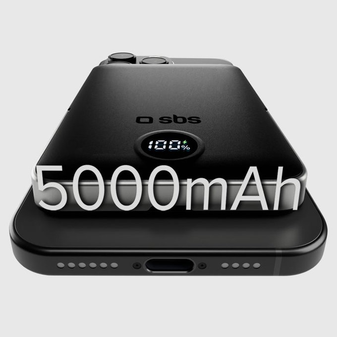 SBS - PowerBank 5000mAh, 20W, Power Delivery, Mag Stand, black