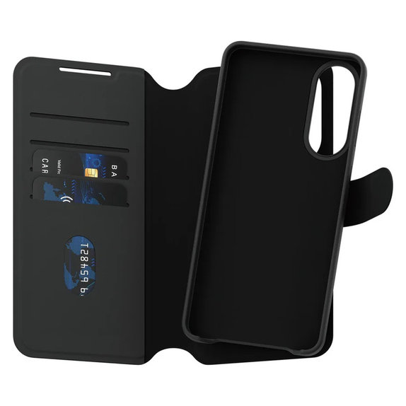 Case Wallet Tango Two-In-One with QI for Samsung Galaxy S25 Edge, Black, PanzerGlass