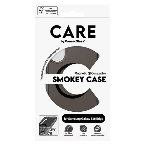 Case Smokey with Black QI for Samsung Galaxy S25 Edge, Black, PanzerGlass