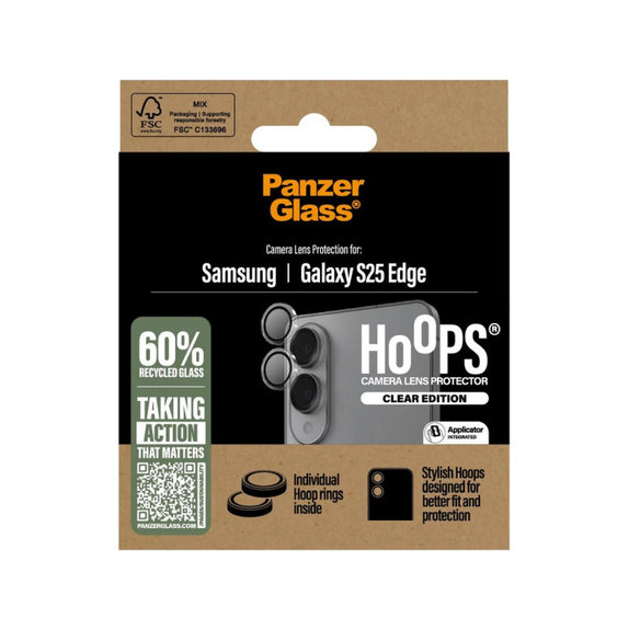 Camera Lens Protector Hoops for Samsung S25 Edge, Clear, PanzerGlass