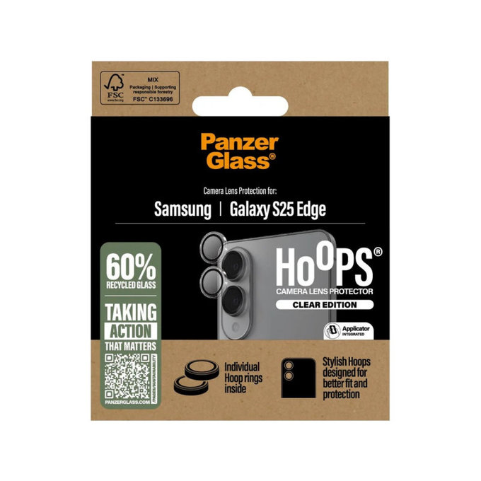 Camera Lens Protector Hoops for Samsung S25 Edge, Clear, PanzerGlass