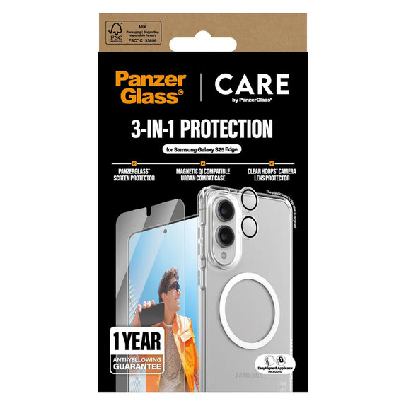 Bundle 3-in-1 for Samsung Galaxy S25 Edge, PanzerGlass