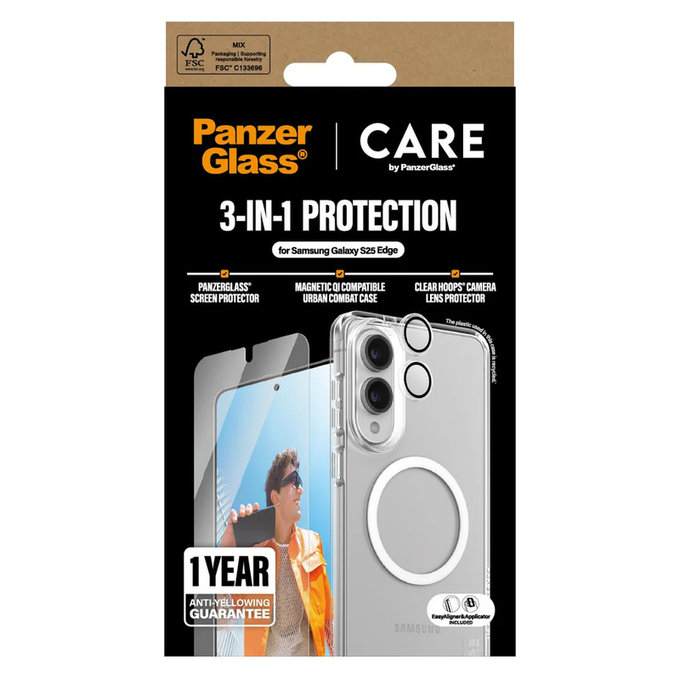 Bundle 3-in-1 for Samsung Galaxy S25 Edge, PanzerGlass