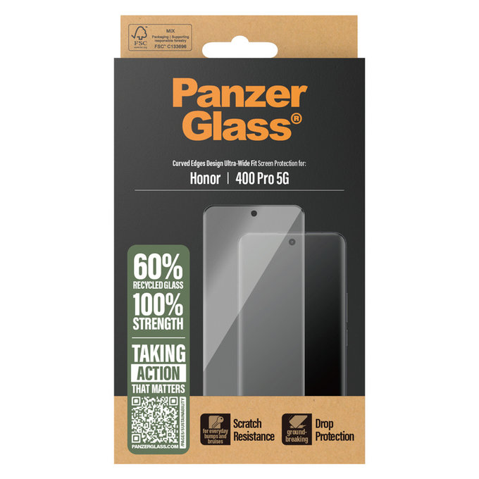 Tempered Glass UWF for Honor 400 Pro, Black, PanzerGlass