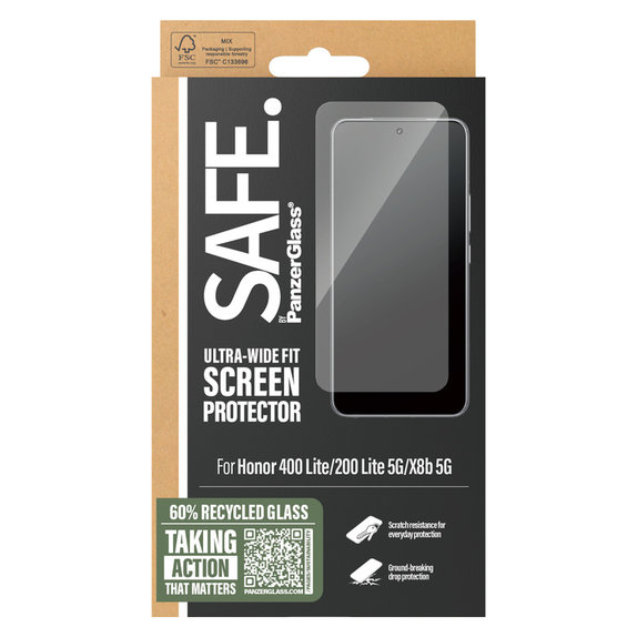 Tempered Glass UWF for Honor 400 Lite, Black, SAFE by PanzerGlass