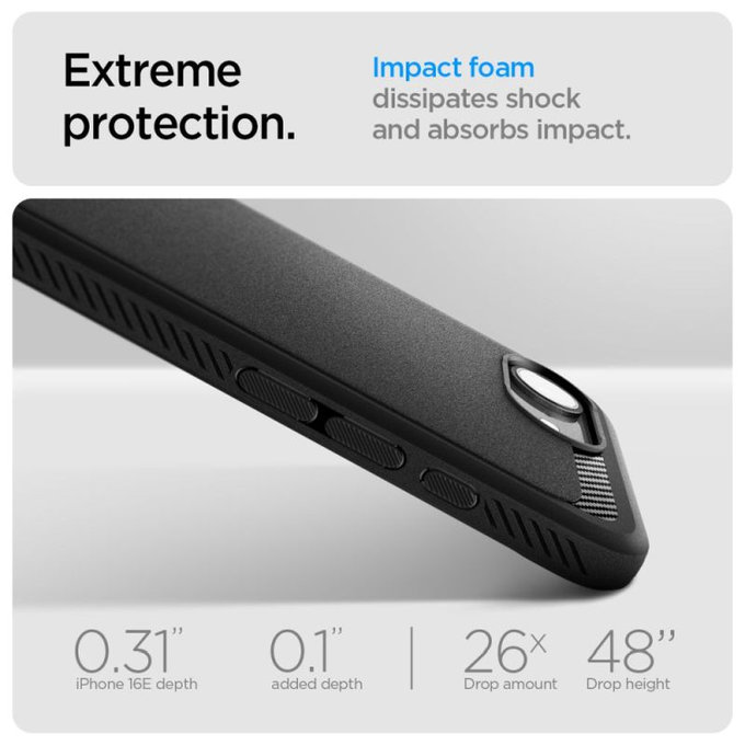 Spigen - Case Rugged Armor with MagSafe for iPhone 16e, Matte Black