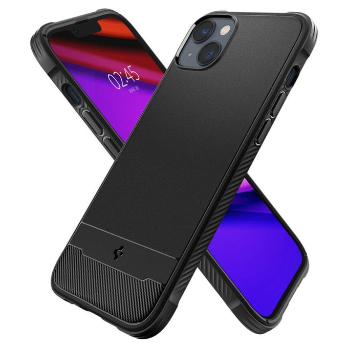 Spigen - Case Rugged Armor with MagSafe for iPhone 14, Matte Black
