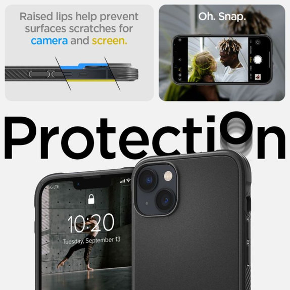 Spigen - Case Rugged Armor with MagSafe for iPhone 14, Matte Black