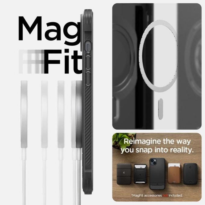 Spigen - Case Rugged Armor with MagSafe for iPhone 14, Matte Black