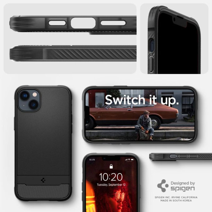 Spigen - Case Rugged Armor with MagSafe for iPhone 14, Matte Black