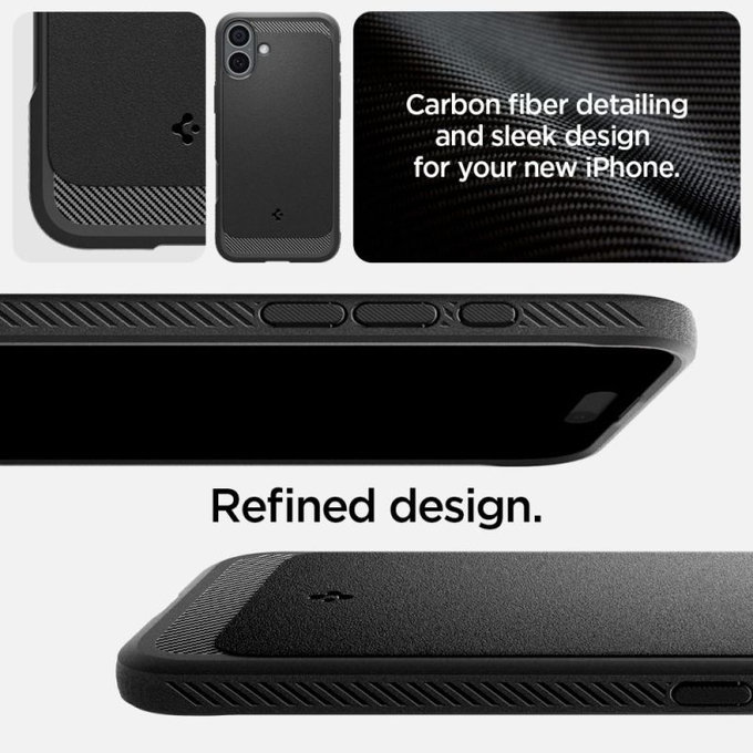 Spigen - Case Rugged Armor with MagSafe for iPhone 16, Matte Black