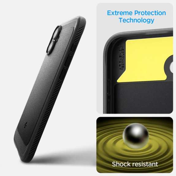 Spigen - Case Rugged Armor with MagSafe for iPhone 16, Matte Black