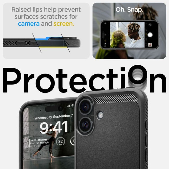 Spigen - Case Rugged Armor with MagSafe for iPhone 16, Matte Black
