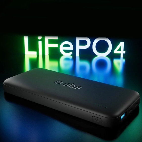 SBS - PowerBank 10000mAh, 10W, Infinity, LiFePO4, USB-C/USB-A, black
