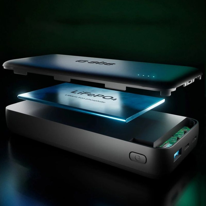 SBS - PowerBank 20000mAh, 10W, Infinity, LiFePO4, USB-C/USB-A, black