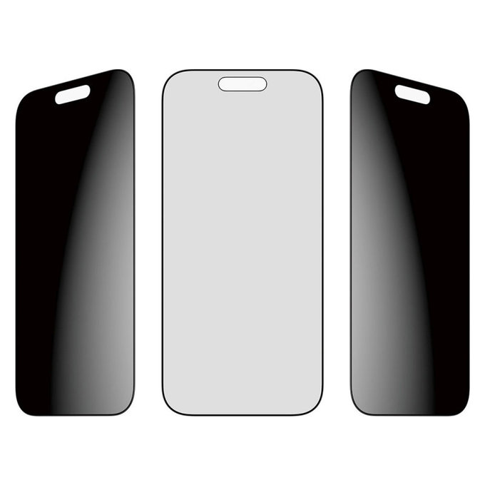 UWF 2-Way Privacy Tempered Glass with Fastfit for iPhone 17/16 Pro, Black, PanzerGlass