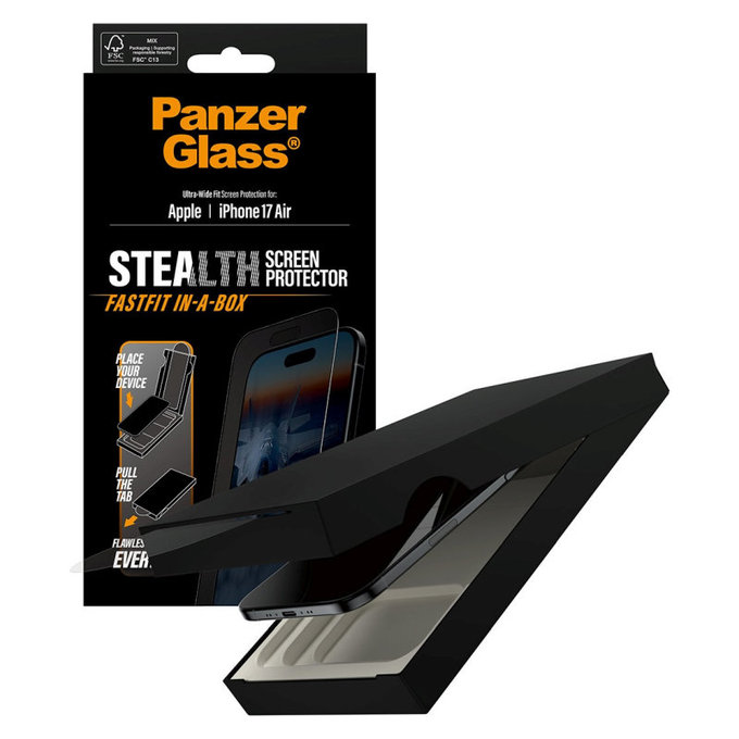 Tempered Glass UWF Stealth with Fastfit for iPhone Air, Black, PanzerGlass