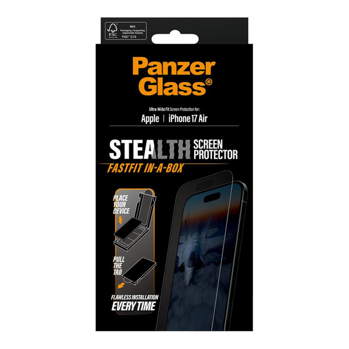 Tempered Glass UWF Stealth with Fastfit for iPhone Air, Black, PanzerGlass