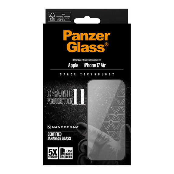 Tempered Glass UWF Ceramic II with Applicator for iPhone Air, Black, PanzerGlass